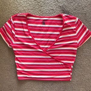 Red Striped Crop-top - Small (Me to We)